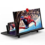 12' Screen Magnifier –3D HD Mobile Phone Magnifier Projector Screen for Movies, Videos, and Gaming–Foldable Phone Stand with Screen Amplifier–Supports All Smartphones(Black)