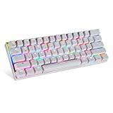 MOTOSPEED Bluetooth/Wired 60% Mechanical Keyboard- 61 Keys Multi Color RGB LED Backlit Type-C Gaming/Office Keyboard for PC/Mac Gamer (Blue Switch, White)