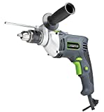 Genesis GHD1275 1/2' 7.5 Amp Variable Speed Reversible Hammer Drill with Adjustable Chuck Key, Side Control Handle, Lock-On Button, 360° Auxiliary Handle, and Depth Gauge