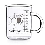 Caffeine Beaker Mug, Caffeine Molecule Mug - Chemistry Mug 16 oz Borosilicate Glass Coffee Mugs with Handle and Measuring for Coffee, Latte, Tea or Hot and Cold Beverage, - Tea Coffee Mug by Amugo