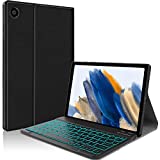 Backlit Keyboard Case for Samsung-Galaxy-Tab A8 10.5 2022 - JUQITECH Smart Soft Case with Bluetooth Keyboard for Galaxy Tab A8 10.5' SM-X200/X205/X207 Detachable Wireless Keyboard Tablet Cover, Black