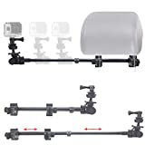 ChargerCity Dual Post Telescopic Headrest Mount for All GoPro Hero Session Sony Contour ROAM AKASO Yi 4K Action Cam Camera to Record Drifting Race Track Racing Video (Include Tripod Adapter & Wrench)