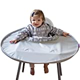 Coverall Food Catcher bib with Sleeves attaches to highchair Tray - Tidy Tot Bib & Tray Kit. Baby Weaning Bib ideal for Baby led weaning and messy play (Dove Grey)