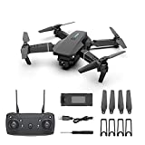 E88 Pro Foldable 4K Drone with Dual Cameras, Mini Aerial Photography UAV Toys with WiFi FPV Live Video, One Key Start/Return, Altitude Hold, Headless Mode, Gesture Control, Modular Battery