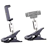 Portable Webcam Stand and Phone Holder with 2 Cell Phone Clamp 360° Swivel Mount Compatible with Logitech C920 C920S C922 C925e C930e Brio 4K, iPhone, for Live Stream, Video Conference（2 Pack