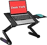 Desk York Portable Laptop Table for Couch, Computer Lap Desk, Laptop Holder for Bed and Sofa, Adjustable Laptop Desk w/Cooling Fan, Gift for Mom, Husband and College Students