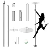 MELLCOM Dancing Pole Spinning Static Pole Dance with Adjustable Height, Portable Removable Pole Kit for Home Club Gym Bar, Silver