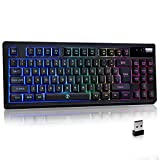 ZJFKSDYX L87 Wireless Gaming Keyboard, Rechargeable 2.4G RGB Backlit 87 Key Compact Mechanical Feeling Keyboard for PC PS4 Xbox One Mac, Teclado Gamer (Black)