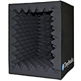 TroyStudio Portable Sound Recording Vocal Booth Box - |Reflection Filter & Microphone Isolation Shield| - |Large, Foldable, Stand Mountable, Super Dense Sound Absorbing Foam|(Black)