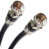 100ft Black TRI-Shield Indoor Outdoor RG-6 Coaxial Cable Nickel-Plated Brass Connector 75 Ohm (Satellite TV, Broadband Internet, Ham Radio, OTA HD Antenna Coax) Assembled in USA PHAT SATELLITE