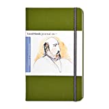 Handbook Journal Co. Artist Canvas Cover Travel Notebook for Drawing and Sketching, Cadmium Green, Large Portrait 8.25 x 5.5 Inches, 130 GSM Paper, Hardcover w/ Pocket
