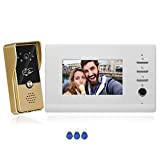 VIDEW Wired Video Door Phone Intercom Doorbell with Camera and 4.3 Inch Monitor, IR Night Vision Camera Door Intercom System RFID Access Unlock, Dual-Way Intercom for Home Villa Security Surveillance