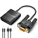 VGA to HDMI Adapter with Audio(PC VGA Source Output to TV/Monitor with HDMI Connector),FOINNEX 1080P Male VGA to Female HDMI Cable for Desktop, Laptop, Projector to Monitor, HDTV (1.5FT/0.5M)