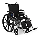 Medline Lightweight & User-Friendly Wheelchair With Flip-Back, Desk-Length Arms & Elevating Leg Rests for Extra Comfort, Gray, 18 inch Seat