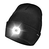 Etsfmoa Unisex Beanie Hat with The Light Gifts for Men Dad Father USB Rechargeable Caps Black