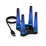 Wavlink USB3.0 WiFi Adapter, AC1900Mbps Wireless Network Adapter for Desktop PC, Dual Band 5G/1300Mbps+2.4G/600Mbps with 4X 3dBi High Gain Antennas, MU-MIMO, Magnetic Design for Windows Mac OS