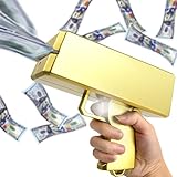KWYZ Golden Money Guns Shooter, Make it Rain Money Gun Paper Playing Spray Money Toy Gun, Handheld Spray Cash Gun for Game Movies Party Supplies Toy Gun