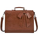 ECOSUSI Briefcase for Women Laptop Bag for School Briefcase Crossbody Messenger Bags Vegan Leather Satchel Purse Fit 14 Inches Laptop, Coffee