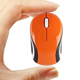 Mini Small Wireless Mouse for Travel Optical Portable Mini Cordless Mice with USB Receiver for PC Laptop Computer (Orange)