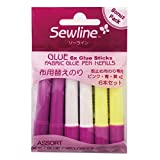 Premium Quality Sewline Multi Assorted Refill for Glue Pen Pink Blue Yellow Fabrics Quilting Notion 6 Pack
