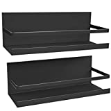 Magnetic Spice Rack for Refrigerator,Magnetic Shelf For Kitchen ,Strong Magentic Shelf Storage Organizer For Kitchen ,Fridge Spice Rack for Cabinet,Space Container,Drill free (Black, 2 Pack)