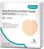 Dimora Wound Dressing Sacrum Foam Bandages Silicone Adhesive Border 7'x7' Waterproof Sacral Pads Absorbent Breathable Bed Sore Pressure Dressing