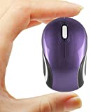 Mini Small Wireless Mouse for Kids Children 3-7 Years Old Child Size Optical Portable Mini Cordless Mice with USB Receiver for Laptop Computer (Purple)