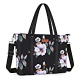 MOSISO USB Port Laptop Tote Bag (17-17.3 inch) with Adjustable Top Handle, Laptop Bag for Women, Hibiscus Polyester Work Travel Shoulder Bag
