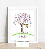 What will baby BEE fingerprint tree, gender reveal fingerprint tree, gender reveal party ideas