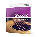D'Addario Guitar Strings - Phosphor Bronze Acoustic Guitar Strings - EJ38H - Rich, Full Tonal Spectrum - For 6 String Guitars - 10-27 High Strung/Nashville Tuning