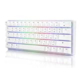 STOGA 60% Gaming Keyboard, RGB Mechanical Keyboard, Small 61-Key Wired Brown Switch Mini Keyboard, White Computer Keyboard for Gaming/Office/PC/Mac