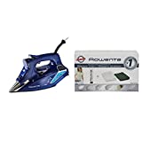 Rowenta DW9280 Digital Display Steam Iron, Stainless Steel Soleplate, 1800-Watt, 400-Hole, Blue & ZD100 Non-Toxic Stainless Steel Soleplate Cleaner Kit for Steam Irons