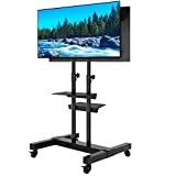 TAVR Dual Mobile TV Stand Rolling TV Cart Floor Stand with 2 TV Brackets on Locking Wheel Height Adjustable Shelf for 32-70 inch Flat/Curved Screen TV Gaming Console Display,Loading 110 lbs