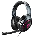 MSI IMMERSE GH50 Gaming Headset - 7.1 Virtual Surround Sound Headphones, Vibration Feedback, 40mm Neodymium Drivers, Laptop, RGB Lighting, Detachable Mic, Inline Controls, USB 2.0 Connector - Wired