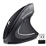 Rechargeable Wireless Vertical Ergonomic Mouse, 2.4G USB Optical Vertical Mouse with 3 Adjustable DPI 800/1200/1600 Levels 6 Buttons for Computer, Laptop, PC, MacBook- Black