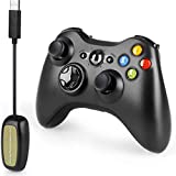 Oussirro Wireless Controller for Xbox 360, 2.4GHZ Remote Joystick Gamepad for PC Windows 7,8,10 with Receiver Adapter, No Audio Jack, Black