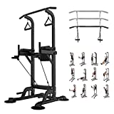 Leasbar Power Tower Dip Bar Station Pull Up Bar Stand for Home Gym Adjustable Strength Training Fitness Equipment 330 LBS with Backrest