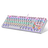 Redragon K552 Mechanical Gaming Keyboard Rainbow LED Backlit Wired with Anti-Dust Proof Switches for Windows PC (White, 87 Key Red Switch)