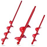 Rokrou 3PCS Auger Drill Bit for Planting Garden Auger Spiral Drill Bit Post Hole Digger Bulb Planter Tool 1.6'x9' 2'x15' and 2.8'x12' for Sand/Wet/Dry Soil 3/8” Hex Drive Drill