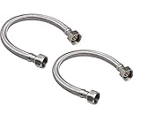 EZ-Fluid 15-Inch Braided Flexible Stainless Steel Water Heater Connector for Female Iron Water Pipes Fitting, 3/4-Inch FIP x 3/4-Inch FIP (2-Packs)