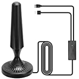 Digital HDTV Antenna Long Range 300 Miles Indoor Amplified Signal Booster Support 4K 1080P UHF VHF FM Local Channels with 13.4ft Coax Cable and USB Power Adapter