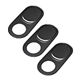 Webcam Cover, Camera Cover Slide, 0.027 Inch Ultra-Thin Metal Camera Privacy Covers for Laptop, PC, Smartphone, Protect Your Visual Privacy and Security (Black - 3 Pack)
