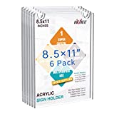 NIUBEE 6 Pack Acrylic Wall Sign Holder 8.5x11 Vertical, Clear Plastic Picture Frame, Wall Mounted Design, Support No Drilling(Provide 3M Tape and Screws)