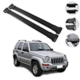 Roof Rack Crossbars Fits Jeep Liberty KJ 2002-2007 | Luggage Kayak Cargo Hard-Shell Carrier | Aluminum Rooftop of Your Car | Black 2 Pcs.