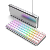 60% Mechanical Keyboard RK61 Pro, RK ROYAL KLUDGE Wireless Gaming Keyboard Aluminum Frame, BT/Wired RGB Keyboard Bluetooth, PBT 61 Keys Mechanical Keyboard Hot Swappable, Brown Switch, White