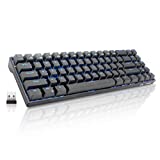 Wireless Mechanical Keyboard, Velocifire TKL71WS 71-Key Tenkeyless Brown Switches Compact Gaming Keyboard with Ice Blue Backlit for Copywriters, Typists, and Programmers