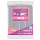 Sculpey Soufflé Polymer Oven-Bake Clay, Concrete Gray, Non Toxic, 1.7 oz. bar, Great for jewelry making, holiday, DIY, mixed media and more! Premium light-weight oven bake clay.