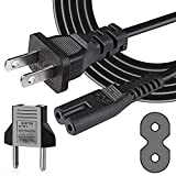 Power Cable US 2 Prong Smart tv 2Pin AC Cord for Samsung LG TCL Sony Sharp JVC Insignia Hisense Toshiba LED LCD 1080p 4K HDTV PC Laptop PS2 PS3 Slim electric IEC C7 lead Free EU Pwr Adapter Included