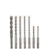 BOSCH 7 Piece Carbide-Tipped SDS-plus Rotary Hammer Drill Bit Set with Storage Case HCK001, Gray