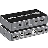 Pasow KVM Switch HDMI 2 in 1 Out 2 Port Keyboard Mouse Switcher USB Switch